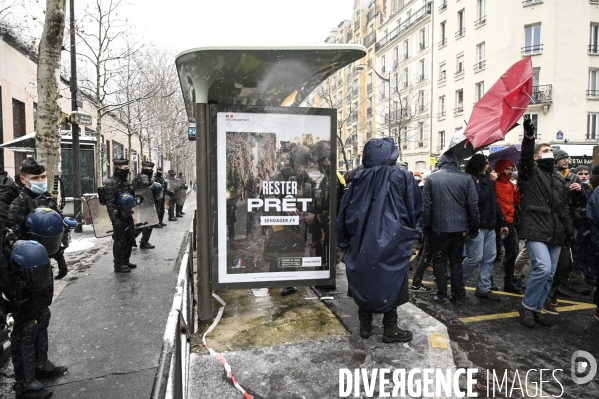 Manifestation contre le projet de loi SECURITE GLOBALE PPL, la marche des libertés du 16 janvier 2021. Demonstration against new security law project against freedom of information.