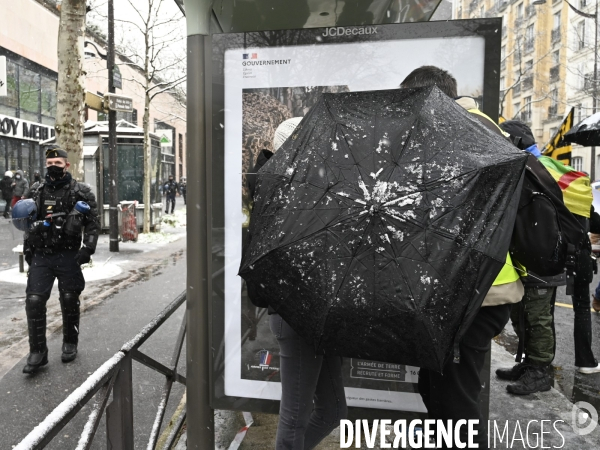 Manifestation contre le projet de loi SECURITE GLOBALE PPL, la marche des libertés du 16 janvier 2021. Demonstration against new security law project against freedom of information.