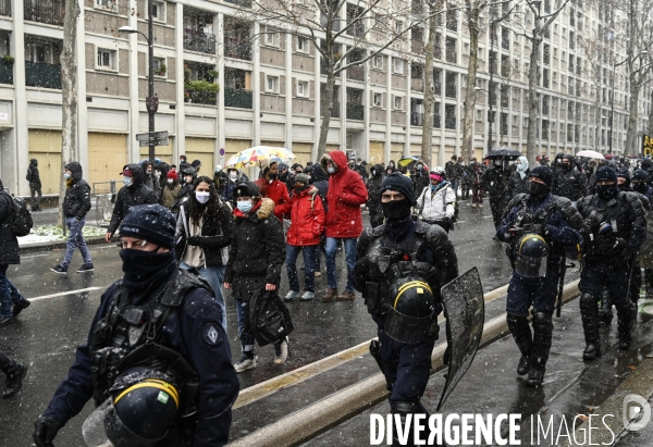 Manifestation contre le projet de loi SECURITE GLOBALE PPL, la marche des libertés du 16 janvier 2021. Demonstration against new security law project against freedom of information.