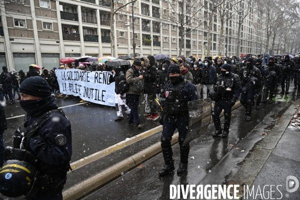Manifestation contre le projet de loi SECURITE GLOBALE PPL, la marche des libertés du 16 janvier 2021. Demonstration against new security law project against freedom of information.