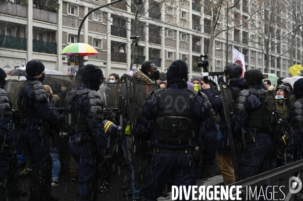 Manifestation contre le projet de loi SECURITE GLOBALE PPL, la marche des libertés du 16 janvier 2021. Demonstration against new security law project against freedom of information.