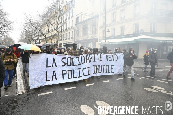 Manifestation contre le projet de loi SECURITE GLOBALE PPL, la marche des libertés du 16 janvier 2021. Demonstration against new security law project against freedom of information.