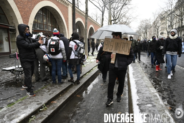 Manifestation contre le projet de loi SECURITE GLOBALE PPL, la marche des libertés du 16 janvier 2021. Demonstration against new security law project against freedom of information.