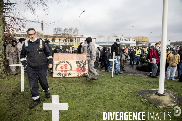 Grève des salariés de la raffinerie Total de Grandpuits 22012021