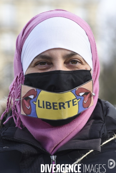 Manifestation contre le projet de loi SECURITE GLOBALE PPL, la marche des libertés du 30 janvier 2021. Demonstration against new security law project against freedom of information.