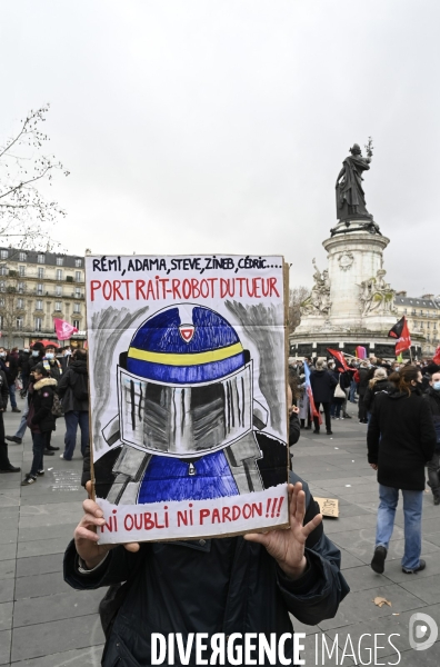 Manifestation contre le projet de loi SECURITE GLOBALE PPL, la marche des libertés du 30 janvier 2021. Demonstration against new security law project against freedom of information.