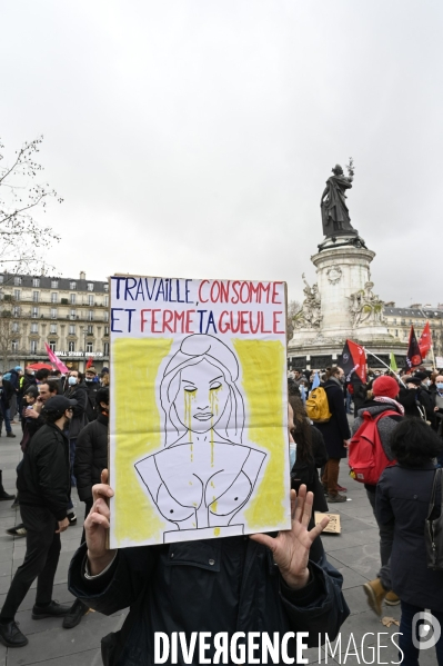 Manifestation contre le projet de loi SECURITE GLOBALE PPL, la marche des libertés du 30 janvier 2021. Demonstration against new security law project against freedom of information.