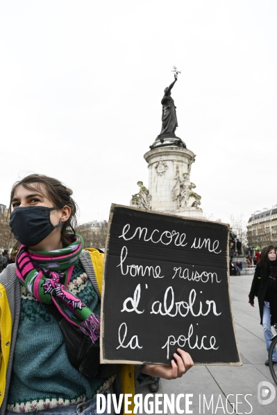 Manifestation contre le projet de loi SECURITE GLOBALE PPL, la marche des libertés du 30 janvier 2021. Demonstration against new security law project against freedom of information.