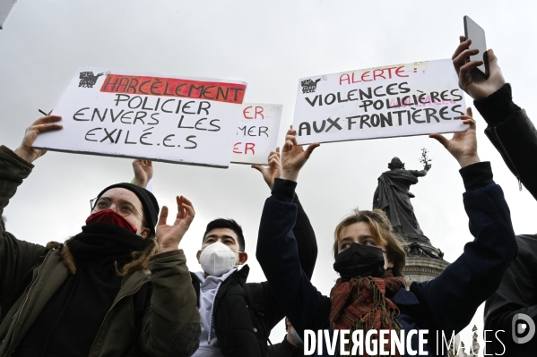 Manifestation contre le projet de loi SECURITE GLOBALE PPL, la marche des libertés du 30 janvier 2021. Demonstration against new security law project against freedom of information.