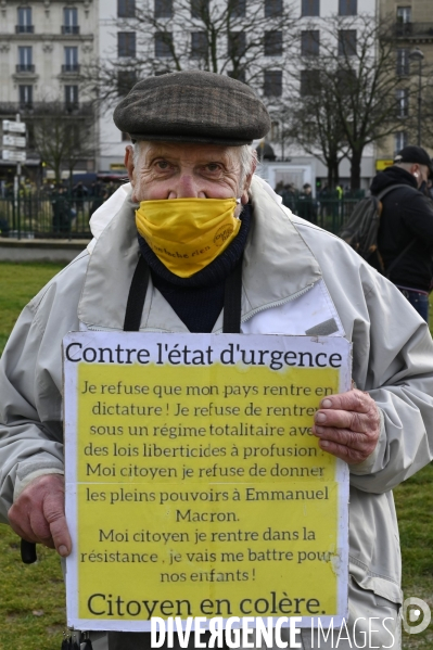 Manifestation contre le projet de loi SECURITE GLOBALE PPL, la marche des libertés du 30 janvier 2021. Demonstration against new security law project against freedom of information.