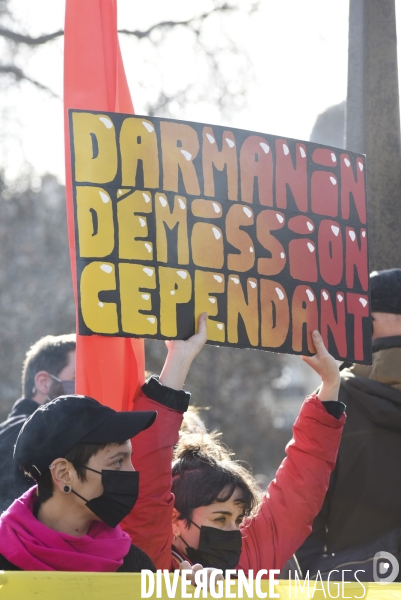 Manifestation contre le projet de loi SECURITE GLOBALE PPL, la marche des libertés du 30 janvier 2021. Demonstration against new security law project against freedom of information.