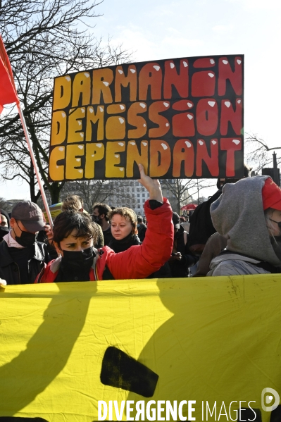 Manifestation contre le projet de loi SECURITE GLOBALE PPL, la marche des libertés du 30 janvier 2021. Demonstration against new security law project against freedom of information.