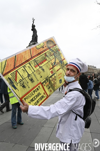 Manifestation contre le projet de loi SECURITE GLOBALE PPL, la marche des libertés du 30 janvier 2021. Demonstration against new security law project against freedom of information.