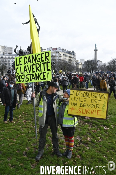 Manifestation contre le projet de loi SECURITE GLOBALE PPL, la marche des libertés du 30 janvier 2021. Demonstration against new security law project against freedom of information.
