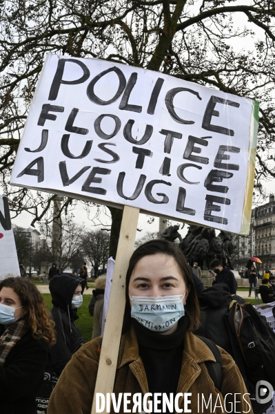 Manifestation contre le projet de loi SECURITE GLOBALE PPL, la marche des libertés du 30 janvier 2021. Demonstration against new security law project against freedom of information.