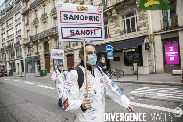 Procès public contre le PSE devant le siège de Sanofi