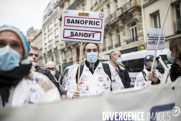 Procès public contre le PSE devant le siège de Sanofi