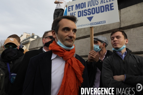 Manifestation de   Generation Identitaire  à Paris contre leur dissolution