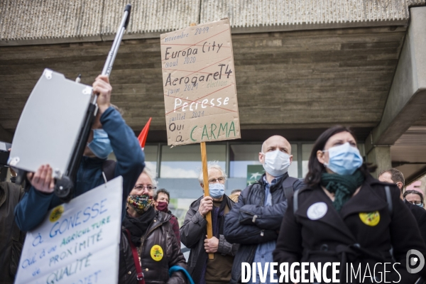 Rassemblement contre le projet du chantier de gare a gonesse.