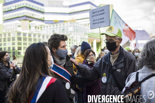 Rassemblement contre le projet du chantier de gare a gonesse.