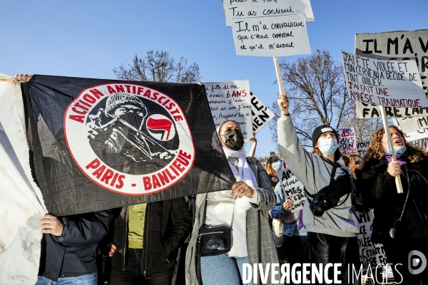 Manifestation feministe precedant la journee internationale des femmes