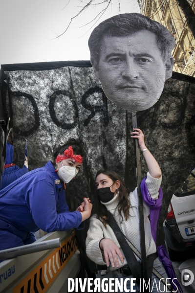 Manifestation à Paris pour les droits des femmes. la Journée internationale des droits des femmes, le 8 Mars 2021. International women sday in Paris.