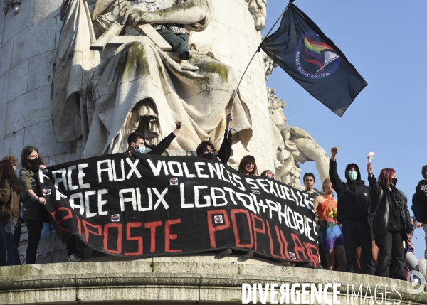 Manifestation à Paris pour les droits des femmes. la Journée internationale des droits des femmes, le 8 Mars 2021. International women sday in Paris.