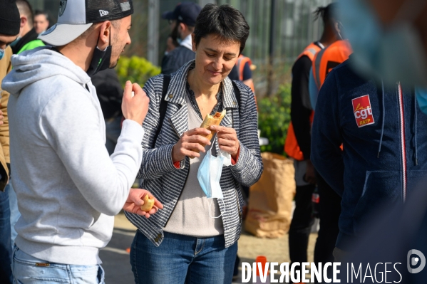 Manifestation, cheminots de la voie (SNCF).