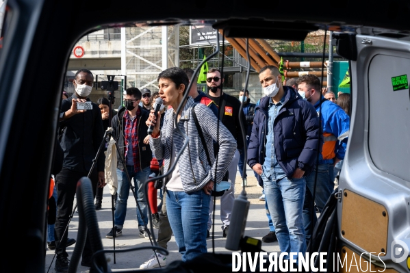 Manifestation, cheminots de la voie (SNCF).