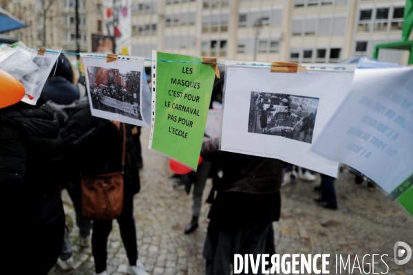 Manifestation contre le port du masque à l école