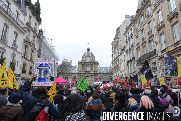 Manifestation contre la loi securite globale devant le Senat
