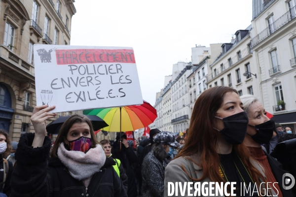 Manifestation contre la loi securite globale devant le Senat