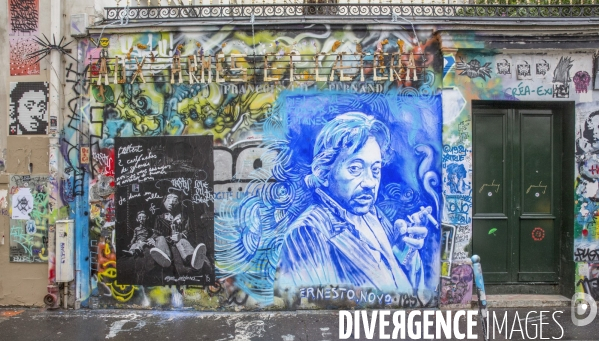 Nouveau portrait de serge gainsbourg  realise par le peintre ernesto novo rue de verneuil