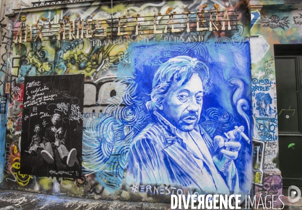 Nouveau portrait de serge gainsbourg  realise par le peintre ernesto novo rue de verneuil