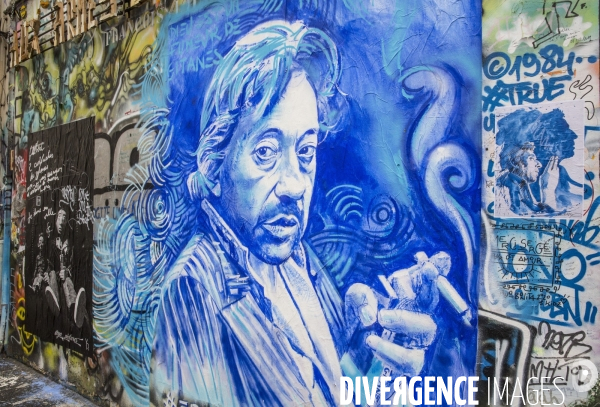 Nouveau portrait de serge gainsbourg  realise par le peintre ernesto novo rue de verneuil