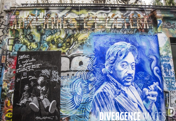 Nouveau portrait de serge gainsbourg  realise par le peintre ernesto novo rue de verneuil