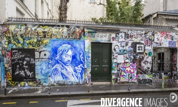 Nouveau portrait de serge gainsbourg  realise par le peintre ernesto novo rue de verneuil