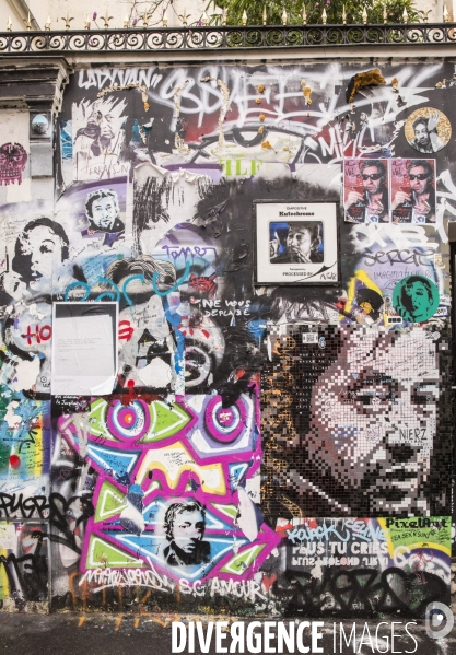 Nouveau portrait de serge gainsbourg  realise par le peintre ernesto novo rue de verneuil