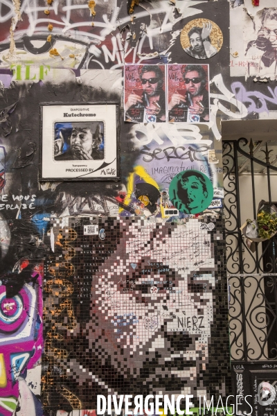 Nouveau portrait de serge gainsbourg  realise par le peintre ernesto novo rue de verneuil