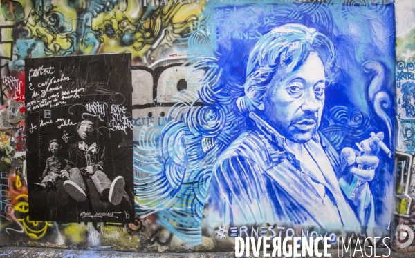 Nouveau portrait de serge gainsbourg  realise par le peintre ernesto novo rue de verneuil