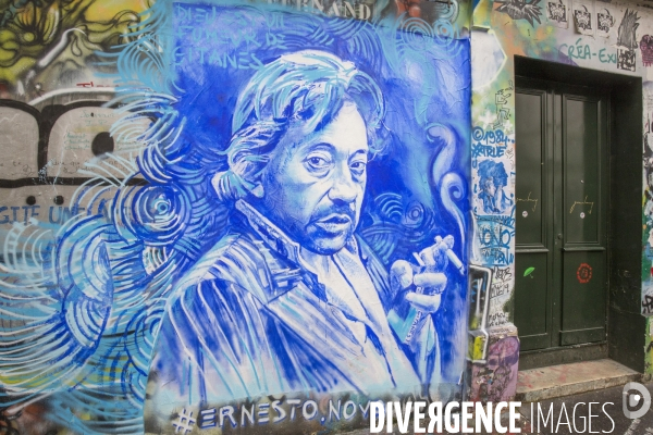 Nouveau portrait de serge gainsbourg  realise par le peintre ernesto novo rue de verneuil