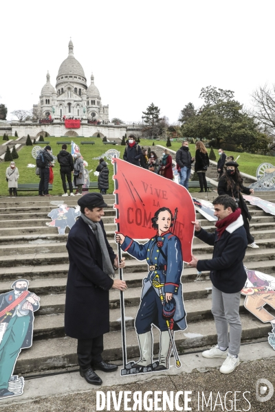 50 silhouettes de communards au sacre coeur pour commemorer le premier jour de la commune