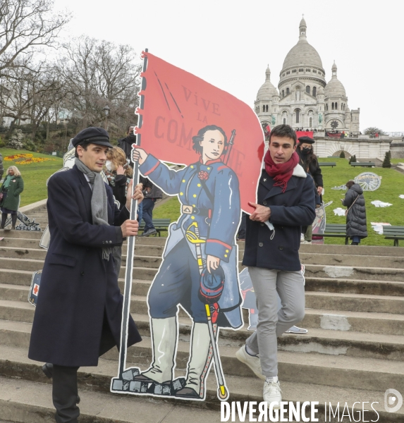 50 silhouettes de communards au sacre coeur pour commemorer le premier jour de la commune