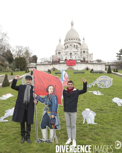 50 silhouettes de communards au sacre coeur pour commemorer le premier jour de la commune