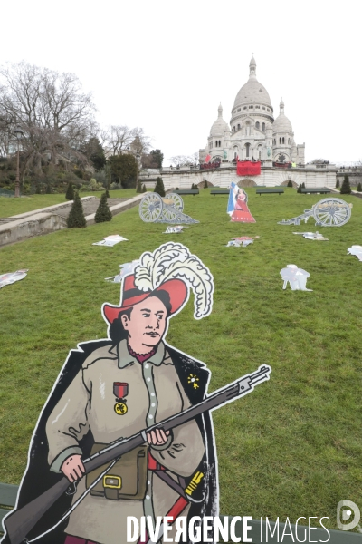 50 silhouettes de communards au sacre coeur pour commemorer le premier jour de la commune