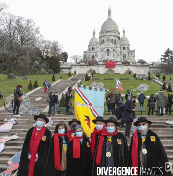 50 silhouettes de communards au sacre coeur pour commemorer le premier jour de la commune