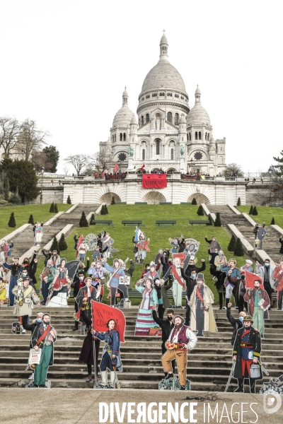 50 silhouettes de communards au sacre coeur pour commemorer le premier jour de la commune