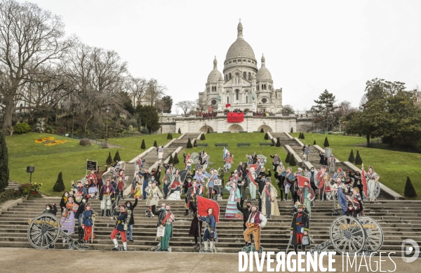 50 silhouettes de communards au sacre coeur pour commemorer le premier jour de la commune