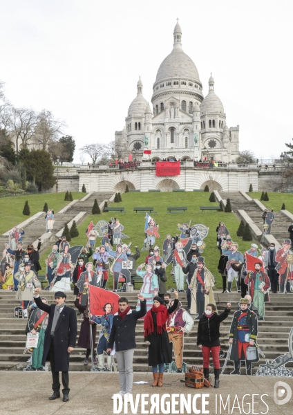 50 silhouettes de communards au sacre coeur pour commemorer le premier jour de la commune