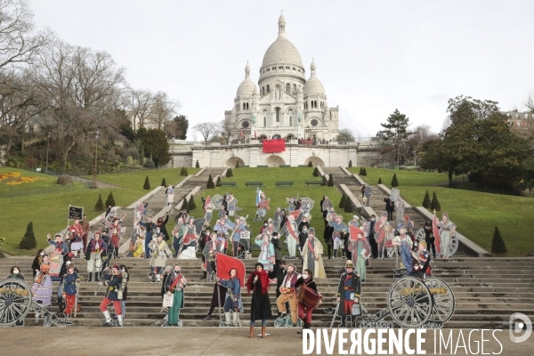 50 silhouettes de communards au sacre coeur pour commemorer le premier jour de la commune